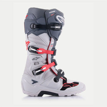 Alpinestars 2025 Tech 7 Enduro Boots Light Grey Dark Grey Bright Red