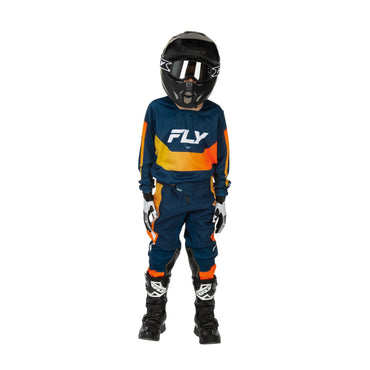 Fly Racing 2026 Motocross Combo Kit Kinetic Mutant Youth Navy Orange