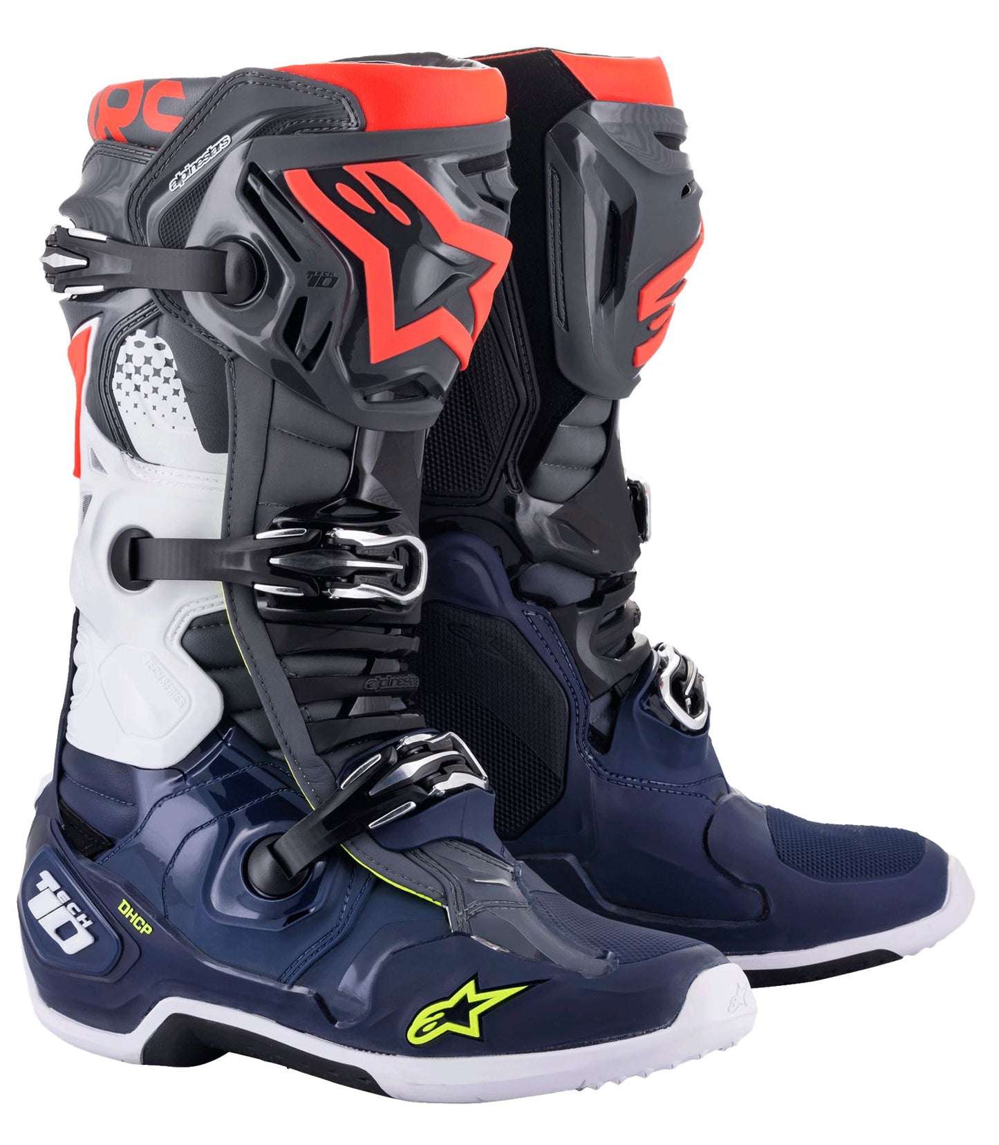 Alpinestars Tech 10 Motocross Boots Dark Gray Dark Blue Red CLEARANCE