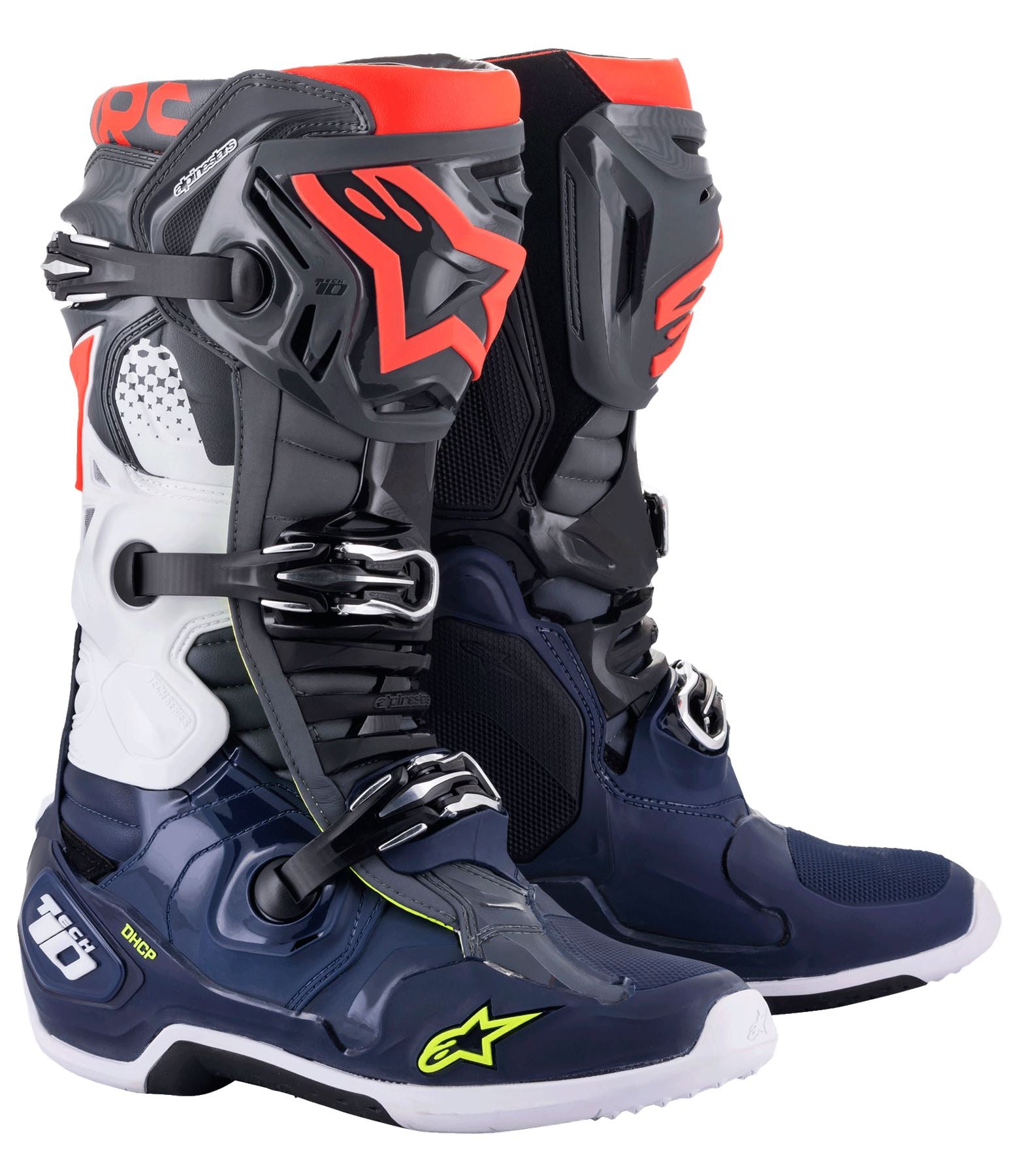 Alpinestars Tech 10 Motocross Boots Dark Gray Dark Blue Red CLEARANCE