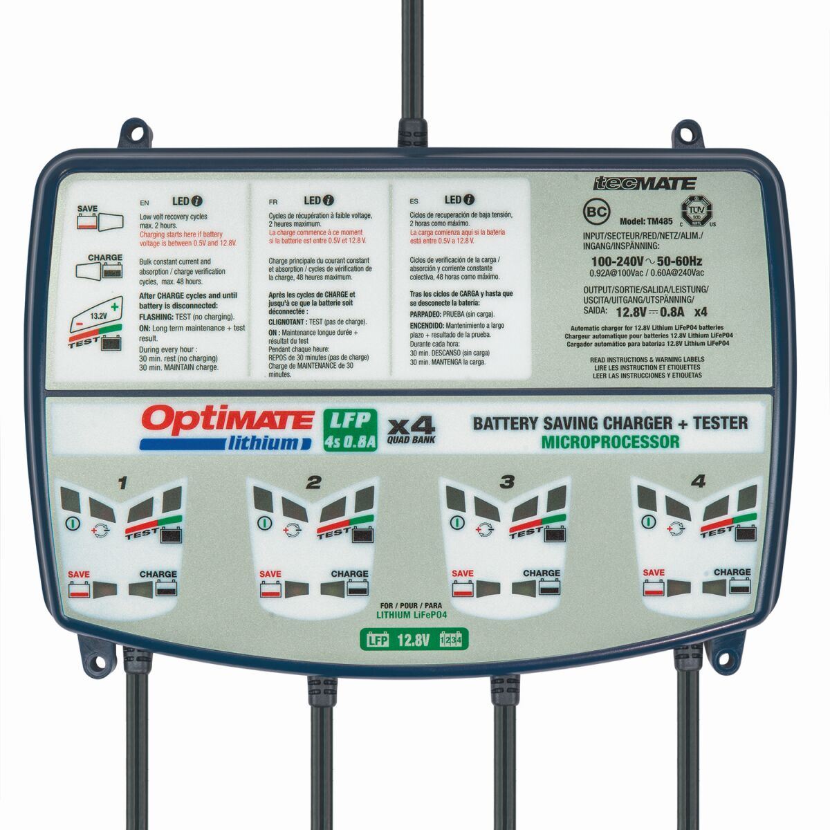 OptiMate Lithium 4s 0.8A Quad Bank 12.8V 0.8A Battery Saving Charger & Maintainer Battery Charger Optimiser