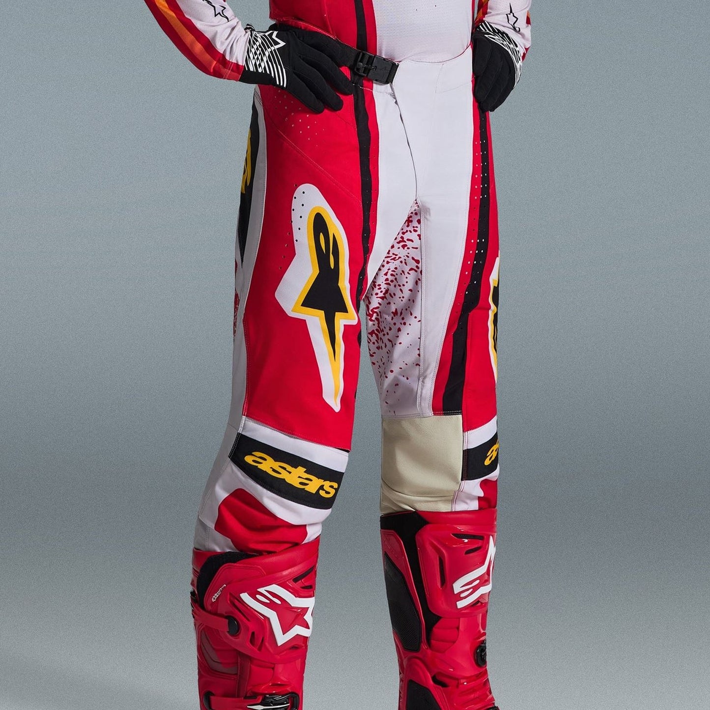Alpinestars 2026 Techstar Nomur Motocross Pants Light Grey Red Black