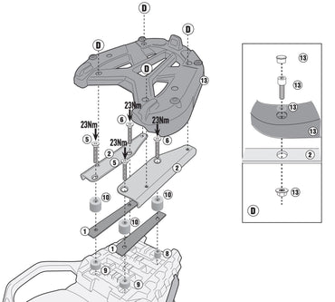 Kappa Bike Luggage Top Box Rear Rack With Fitting Kit For Suzuki DL 650 V-Strom 2017-2024