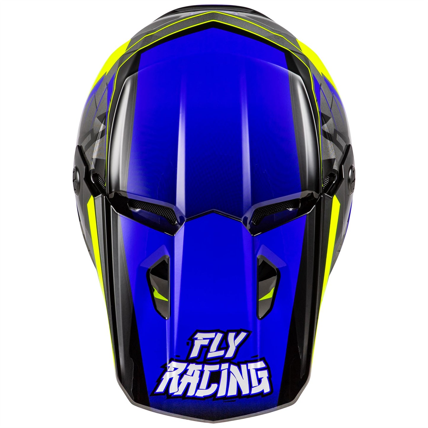 Fly Racing 2025 Youth Kinetic Scorched Motocross Helmet Blue Grey Hi-Viz Youth