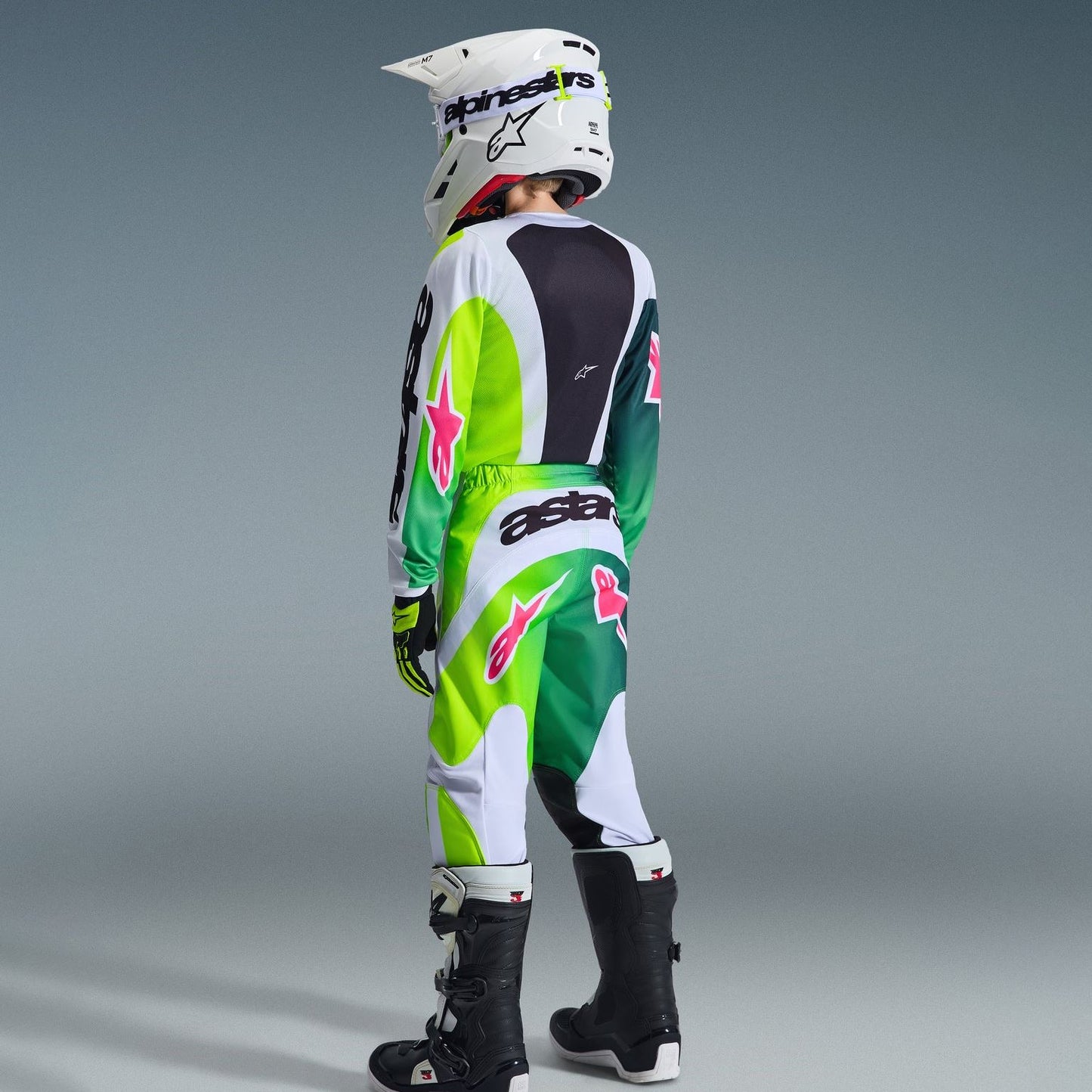 Alpinestars 2026 Youth Fluid Portl Motocross Combo Kit Green White Black