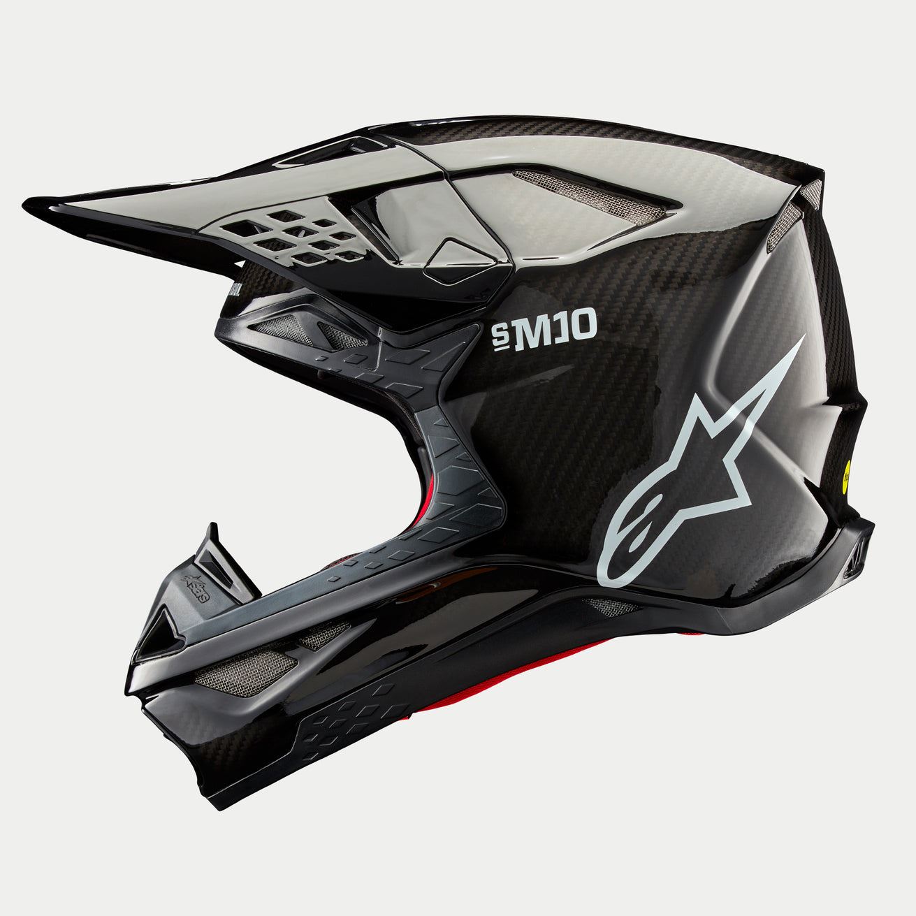 Alpinestars 2024 Supertech SM10 Solid Black Glossy Carbon Motocross Helmet