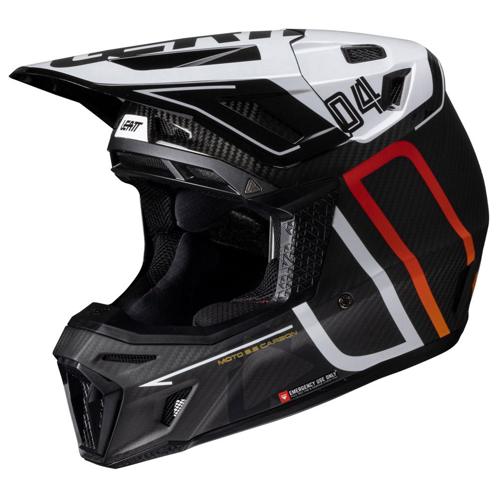 Leatt 2025 Motocross Helmet V25 9.5 Carbon White With 6.5 Iriz Goggles