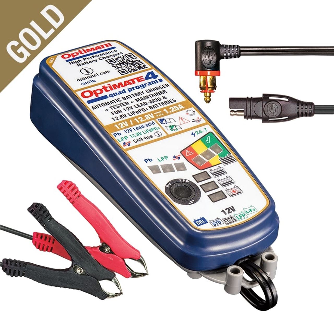 OptiMate 4 Quad Program Gold Premium 12V 1.25A Battery Charger Optimiser BMW Triumph