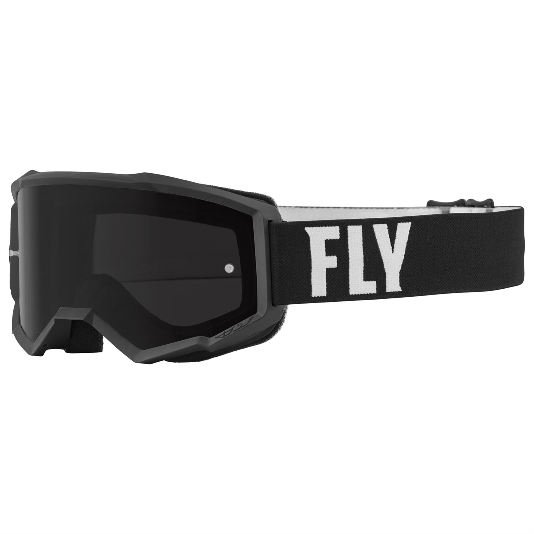 Fly Racing 2025 Focus Sand Motocross Goggles Black White with Dark Smoke Lens
