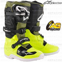 Alpinestars Tech 7S Youth Kids Boots Yellow Fluo Military Green Black