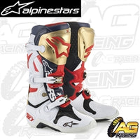 Alpinestars Tech 10 Liberty Motocross Boots White Red Gold