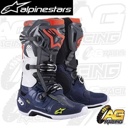 Alpinestars Tech 10 Motocross Boots Grey Blue Red Flo