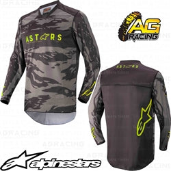 Alpinestars  Racer Tactical Black Gray Grey Camo Yellow Fluo Youth Children's Race Jersey