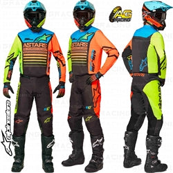 Alpinestars Racer Compass Black Yellow Fluo Coral Youth Kids Combo Kit