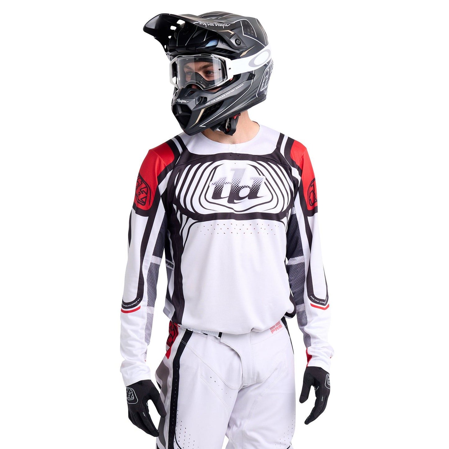 Troy Lee Designs 2025 Motocross SE PRO Wavez Jersey Off-White Red
