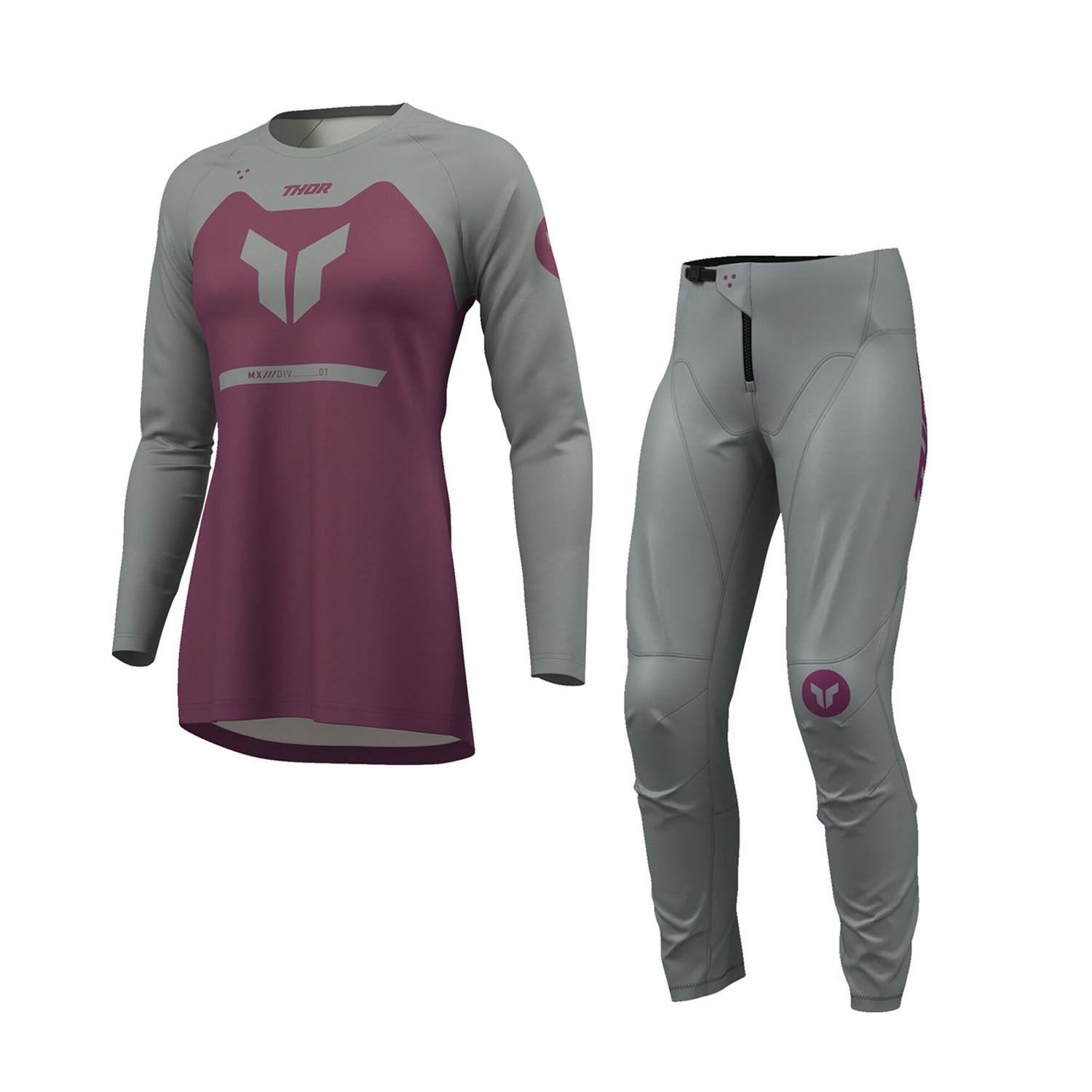 Thor 2026 Womens Ridemode Menace Purple Grey MX Combo Kit