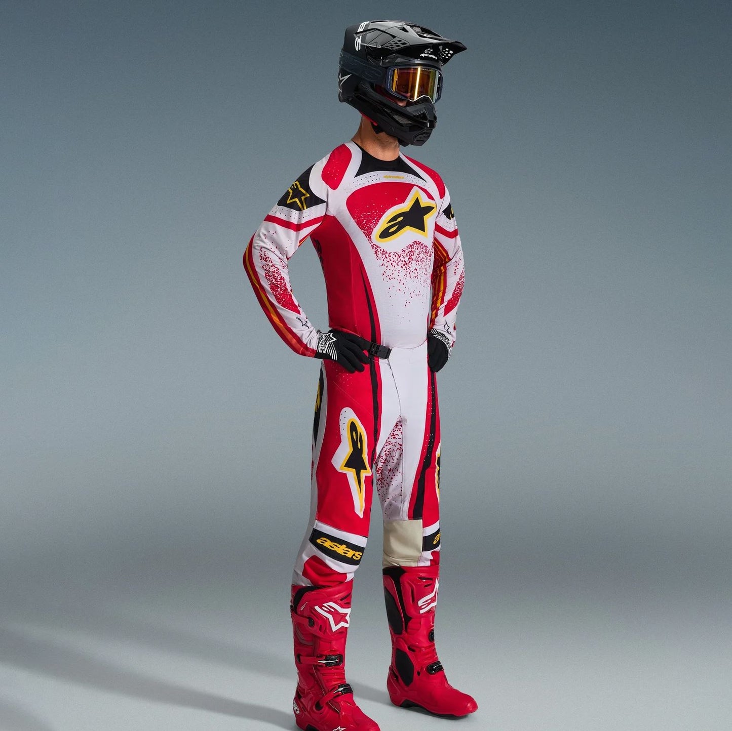 Alpinestars 2026 Techstar Nomur Motocross Combo Kit Light Grey Red Black
