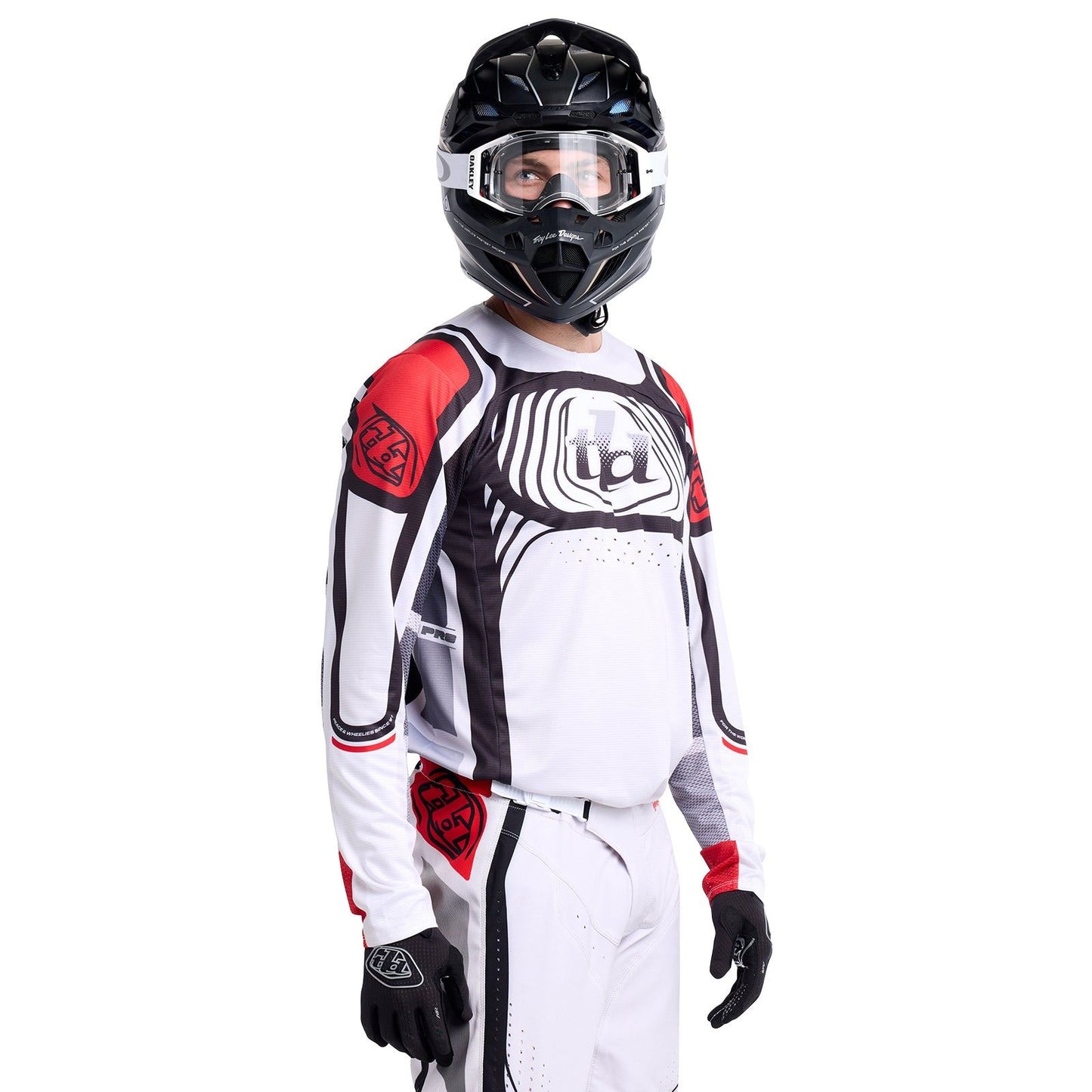 Troy Lee Designs 2025 Motocross SE PRO Wavez Combo Kit Off-White Red