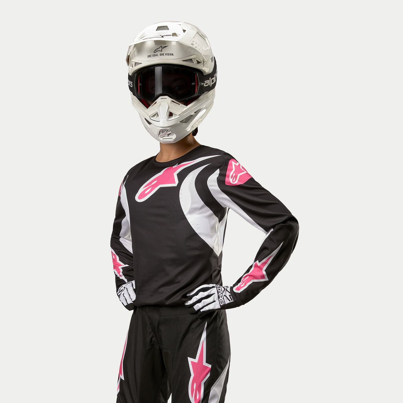 Alpinestars 2024 Stella Fluid Womens Motocross Combo Kit Pants & Jersey Black White Pink CLEARANCE