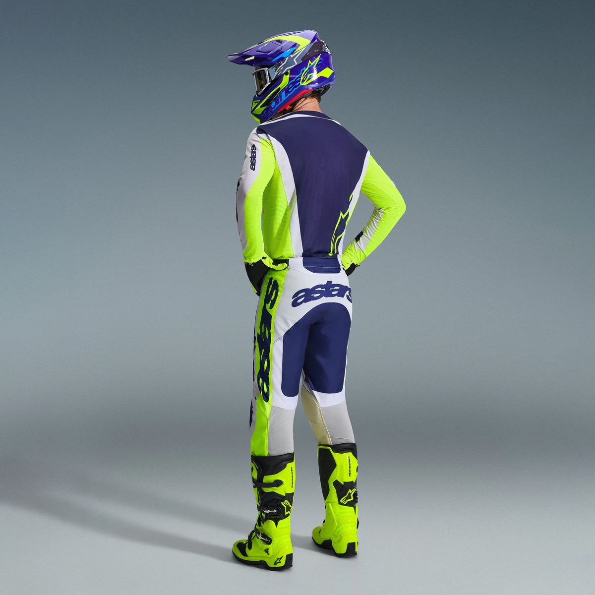 Alpinestars 2026 Racer Air Riway Motocross Combo Kit Light Grey Yellow Flo Blue
