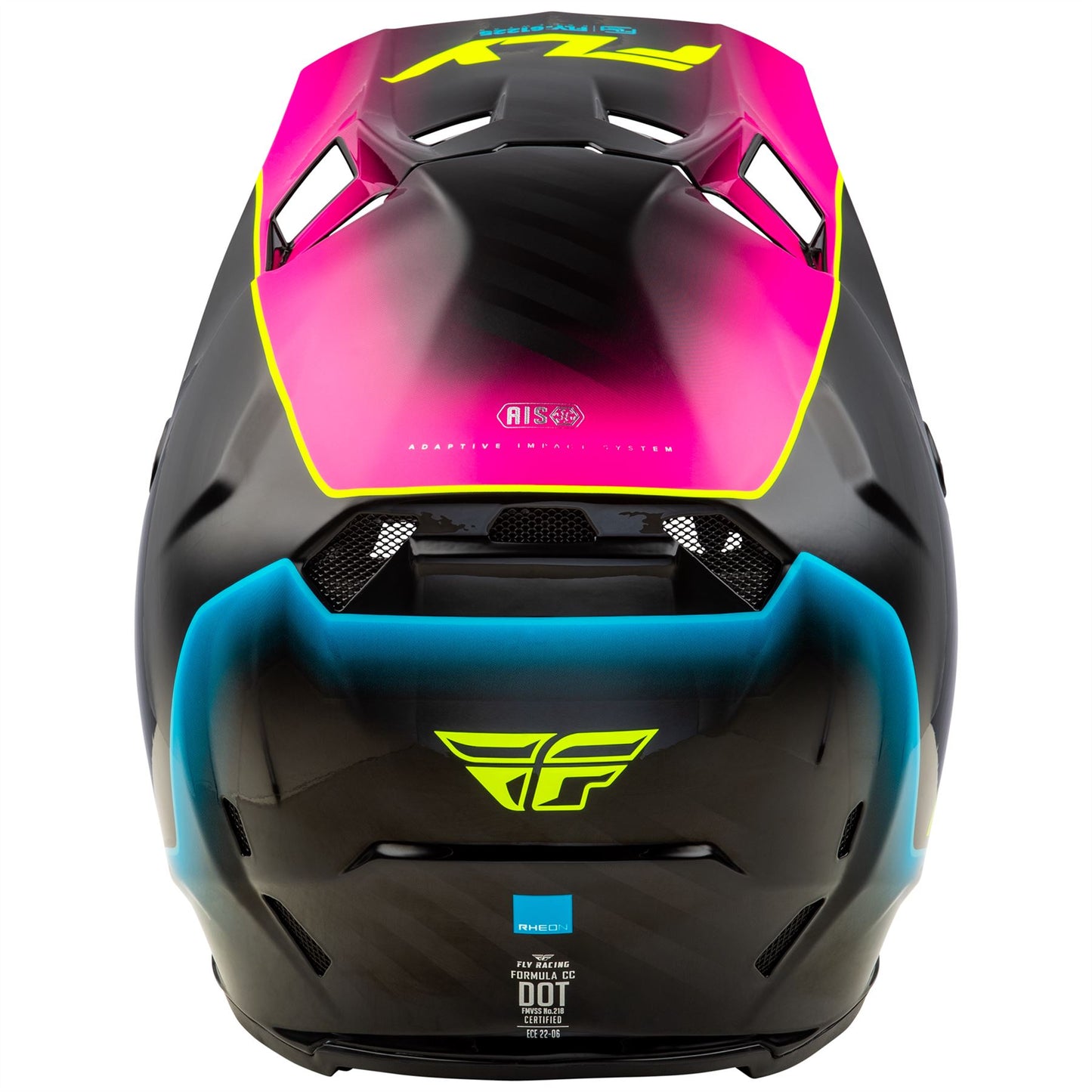 Fly Racing 2025 Formula CC Underglow Motocross Helmet Black Pink Blue