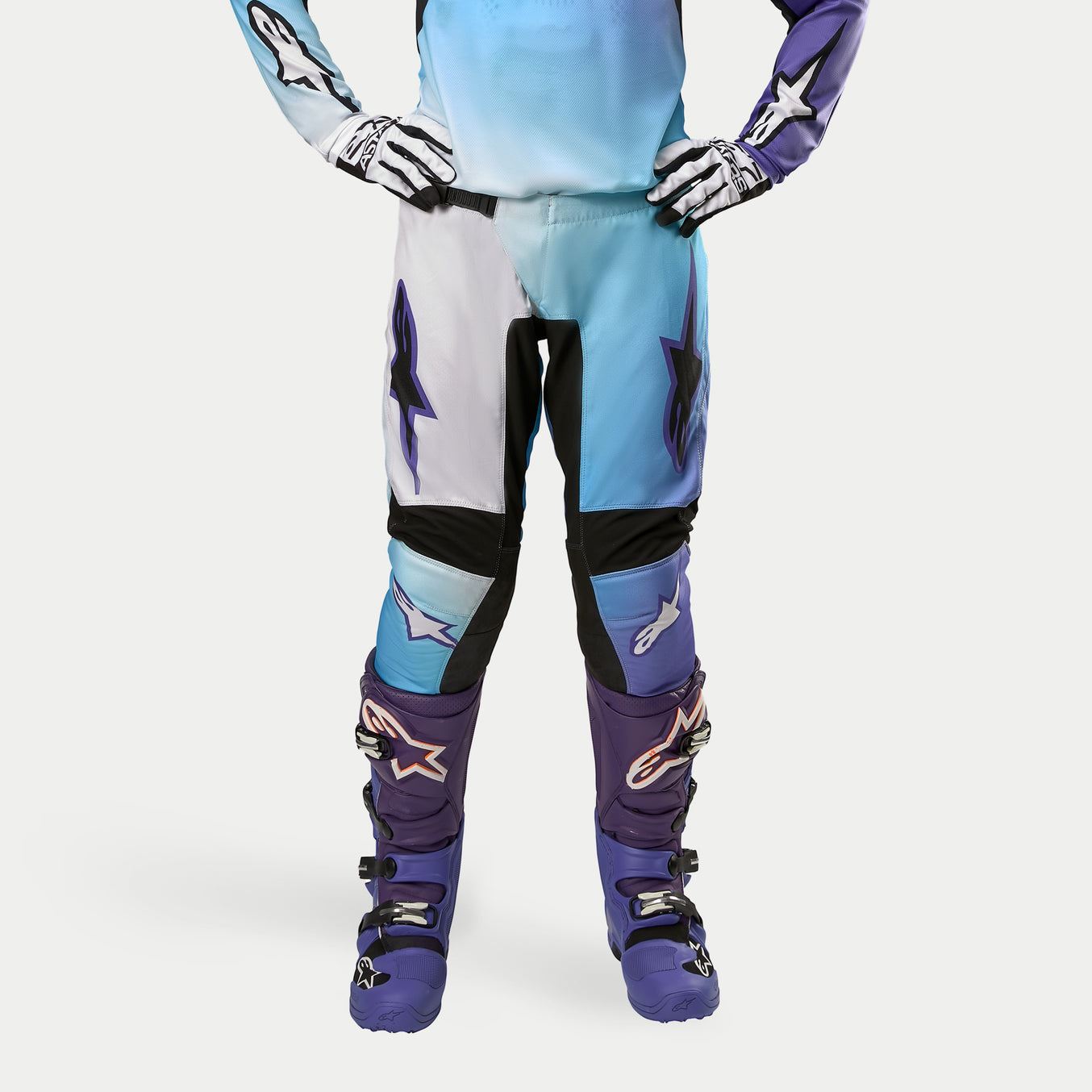 Alpinestars 2024 Stella Fluid Womens Motocross Combo Kit Pants & Jersey White Turquoise CLEARANCE