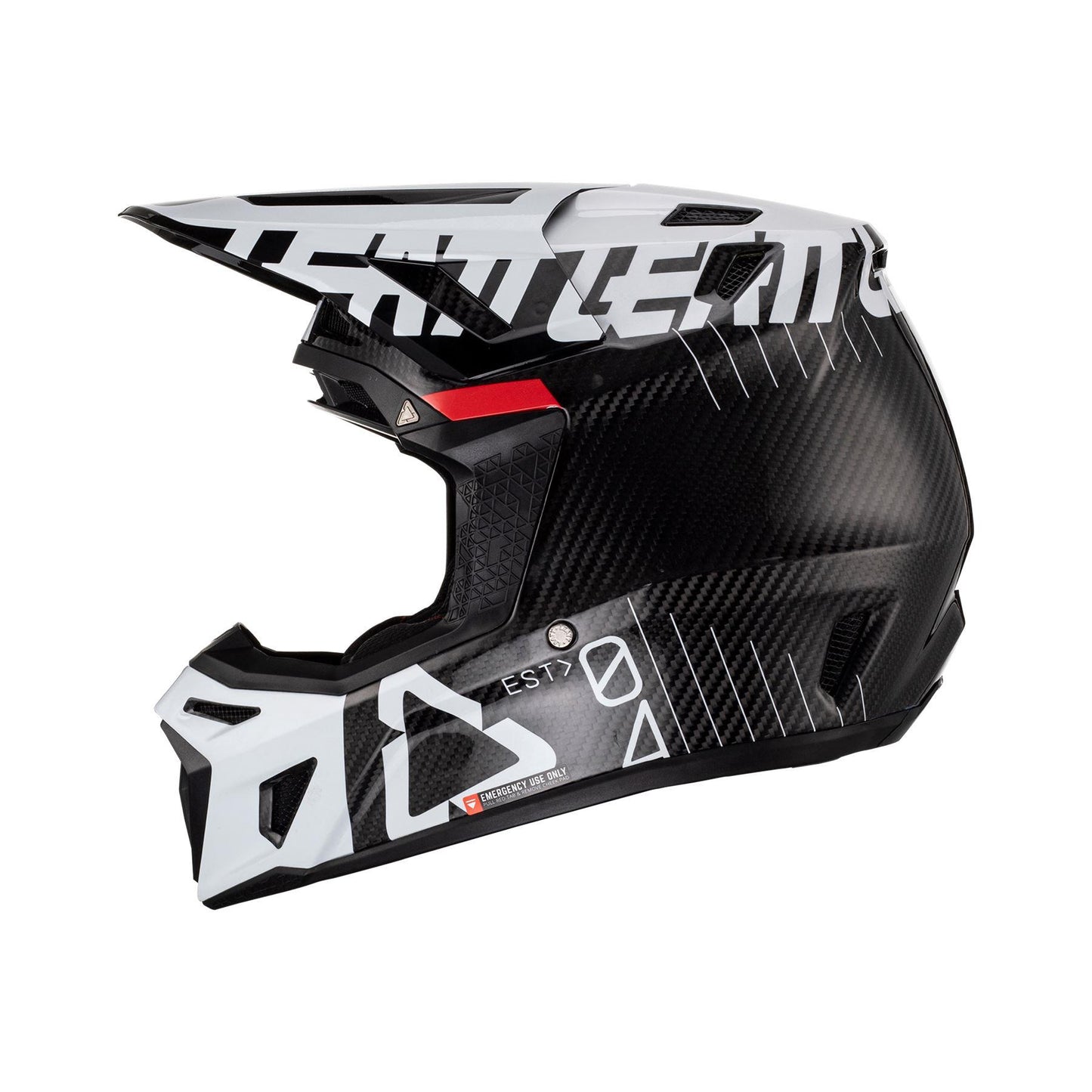 Leatt 2024 Helmet Moto 9.5 V24 Carbon White with 6.5 Goggles & Helmet Bag