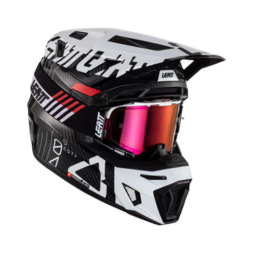 Leatt 2024 Helmet Moto 9.5 V24 Carbon White with 6.5 Goggles & Helmet Bag