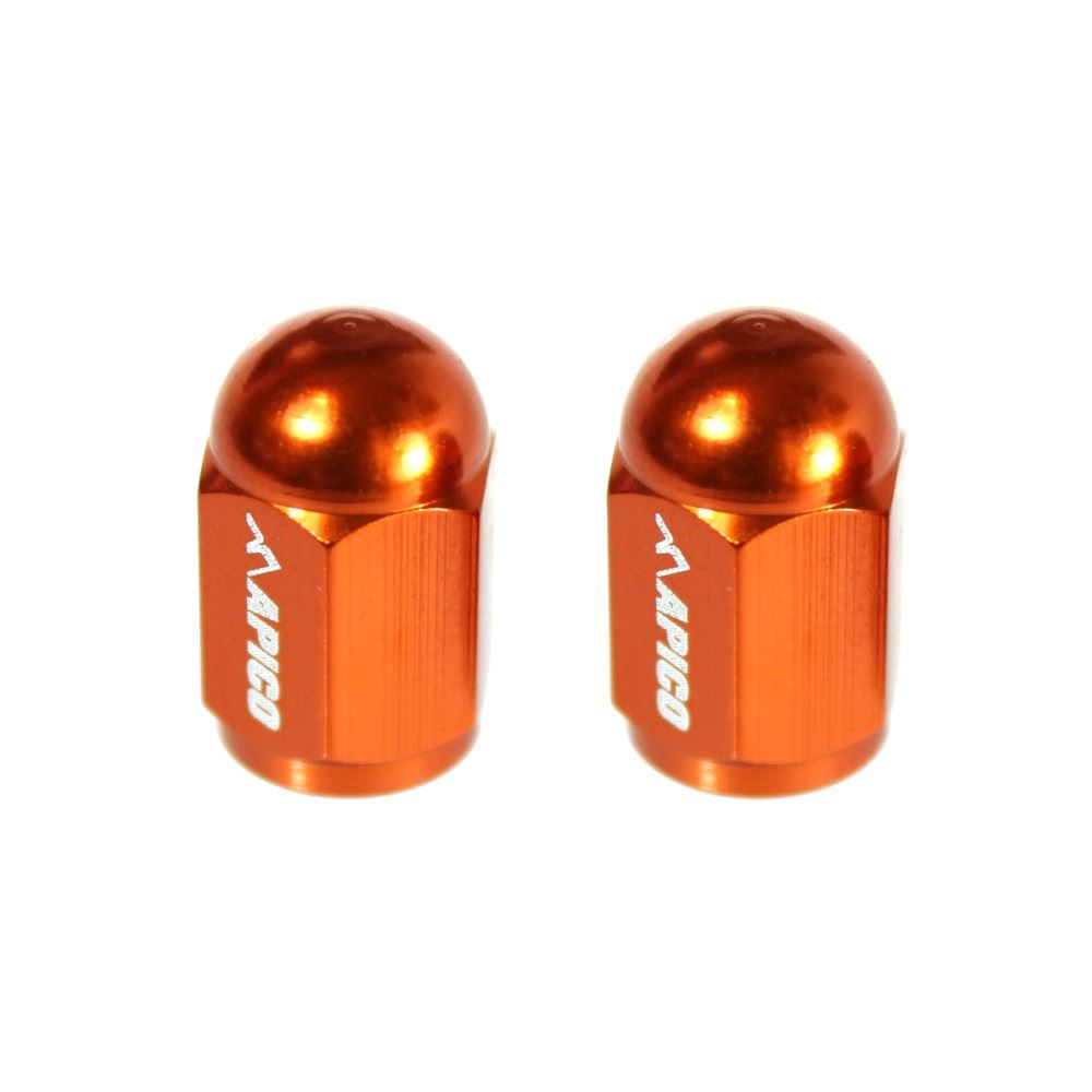 Apico CNC Aluminium Valve Cap 2 Pack Orange