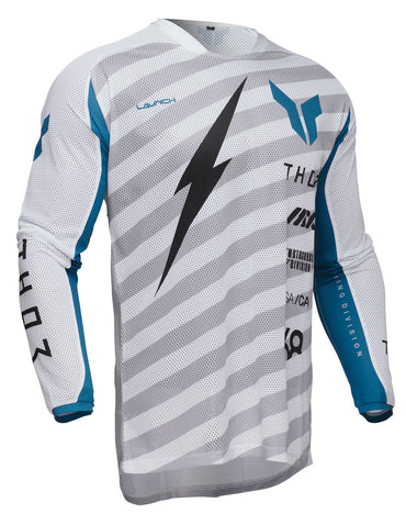 Thor 2025 Motocross Jersey Launchmode Vented Raid White Grey