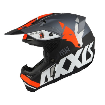 Axxis Wolf Jackal B4 Matt Grey Fluo Orange Adult MX Helmet