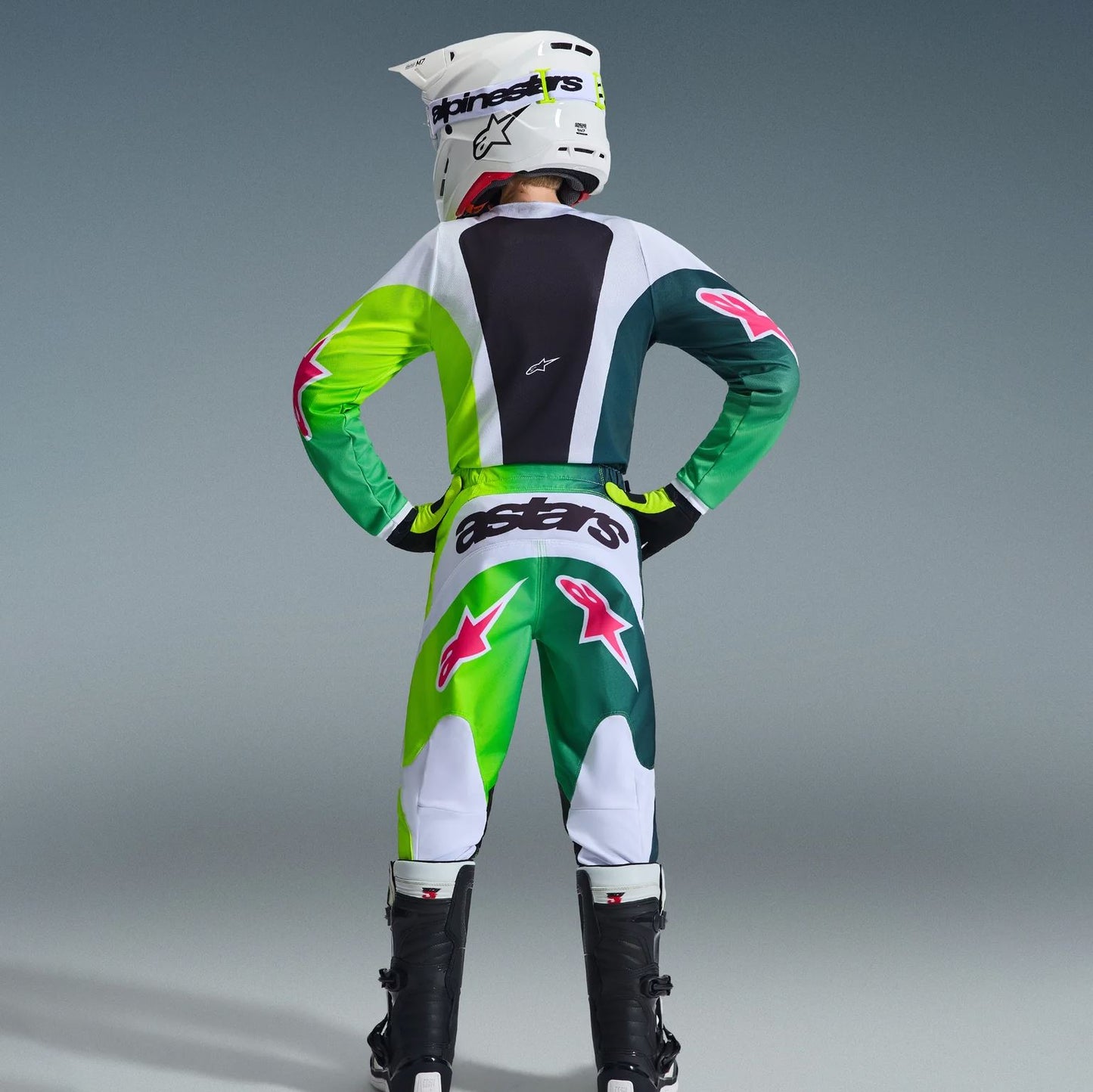 Alpinestars 2026 Youth Fluid Portl Motocross Combo Kit Green White Black