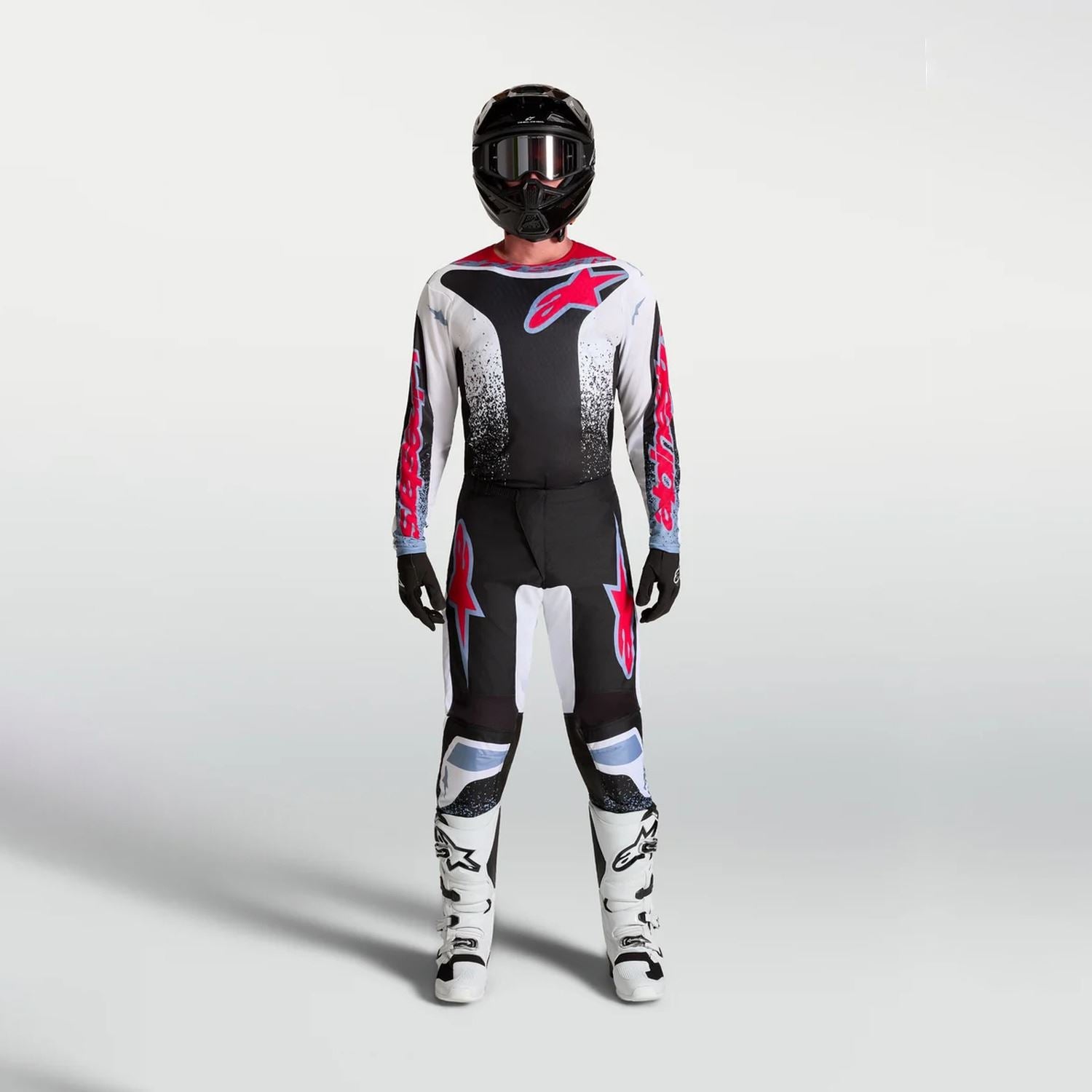 Alpinestars 2027 Fluid Drag MX Combo Kit Black White Light Blue Red Fluo