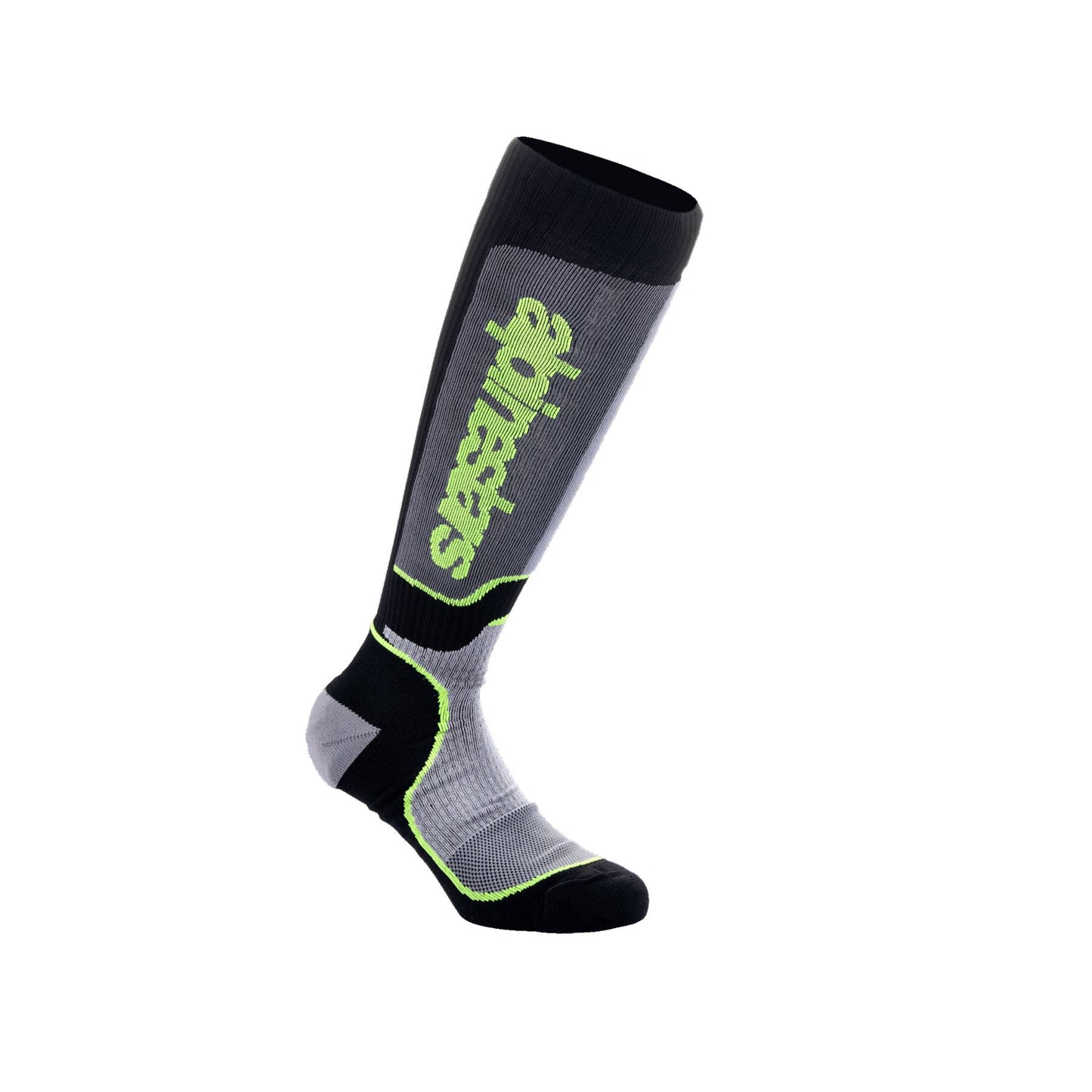 Alpinestars 2025 MX Plus Socks Black Grey Yellow Fluo