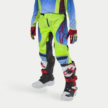 Alpinestars 2024 Racer Hoen Youth Motocross Pants Yellow Fluo Blue Night Navy