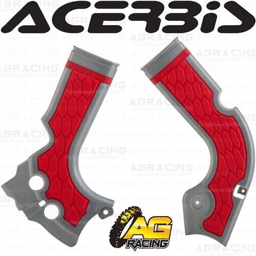 Acerbis X-Grip Frame Protector Guards Silver Red For Honda CRF 250 R 2014-2017