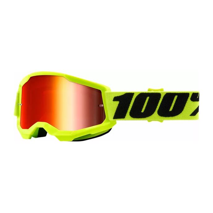 100% MX Goggles Strata 2 Youth Yellow Red Mirror