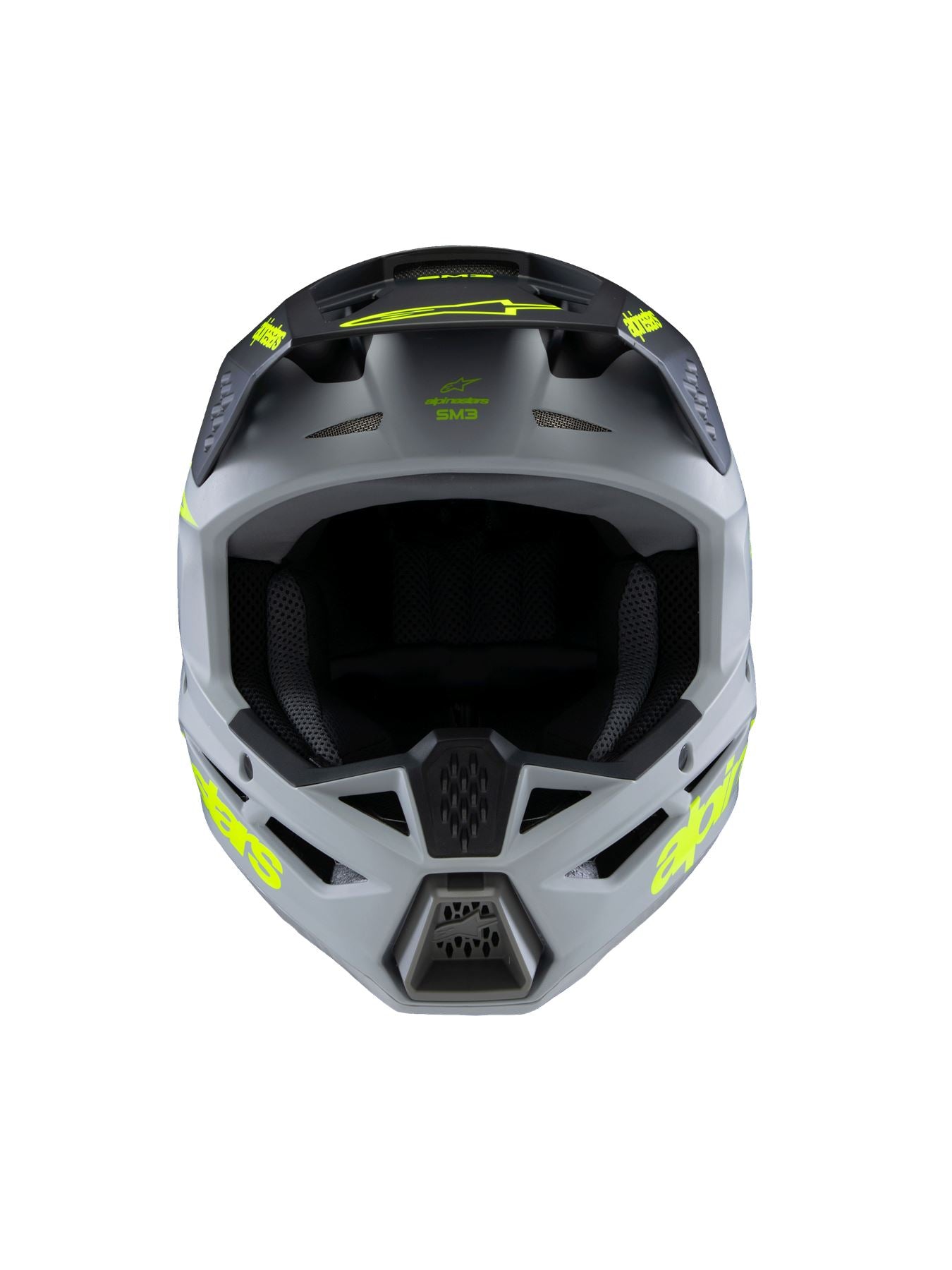 Alpinestars 2025 SM3 Radium Youth Motocross Helmet Grey Black Yellow Fluo Matt