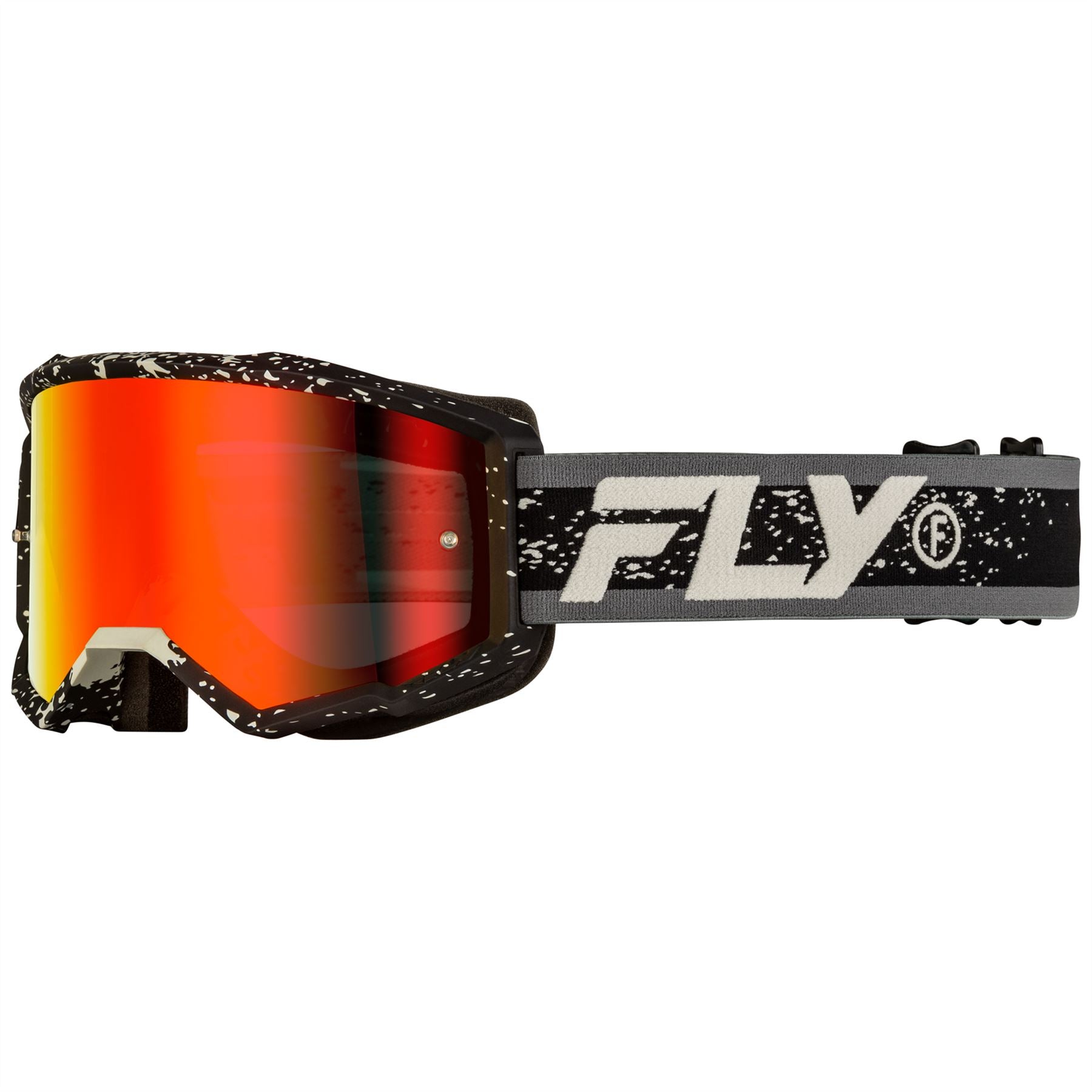 Fly Racing 2025 Zone Youth Motocross Goggles Black Grey Red Mirror Smoke Lens
