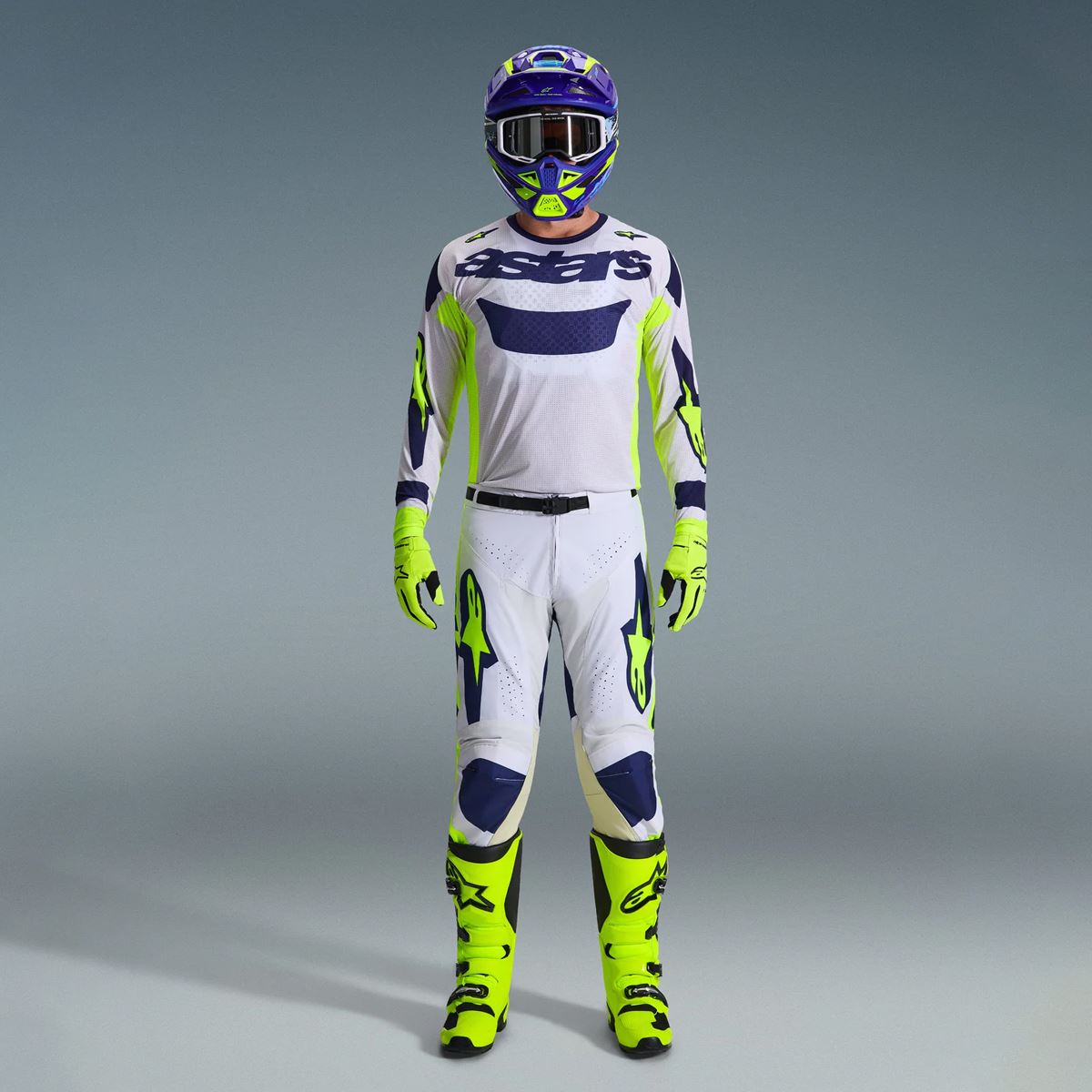 Alpinestars 2026 Racer Air Riway Motocross Combo Kit Light Grey Yellow Flo Blue