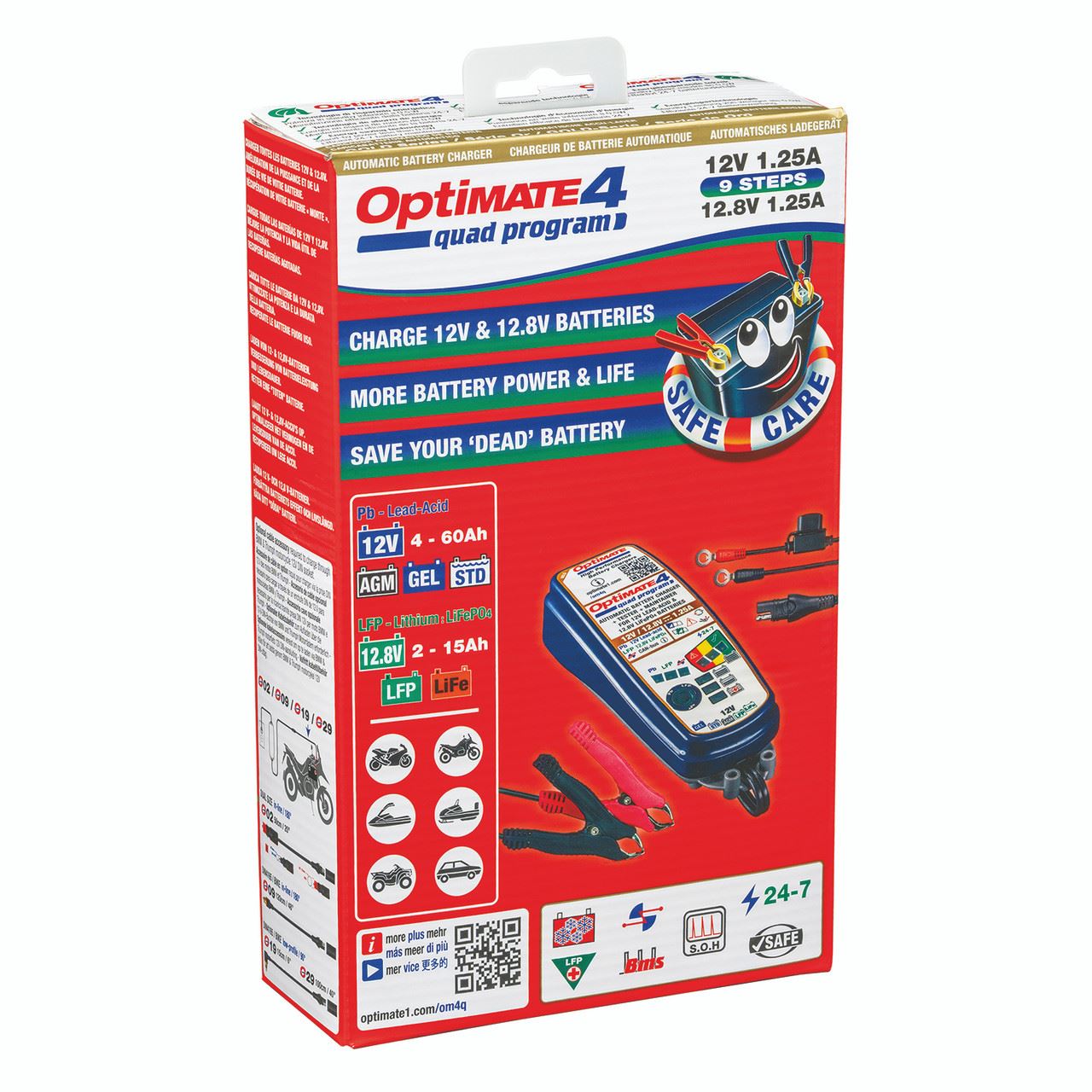 OptiMate 4 Quad Program Gold 12V 1.25A Battery Charger Optimiser