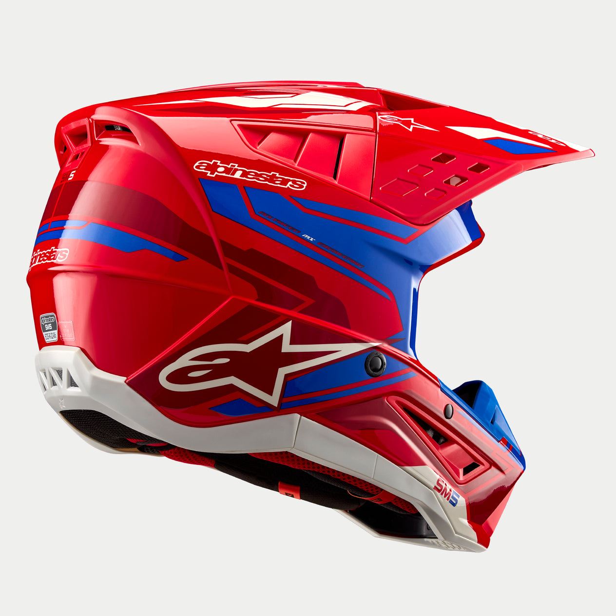 Alpinestars 2026 Supertech SM5 Action 2 Bright Red Blue Motocross Helmet