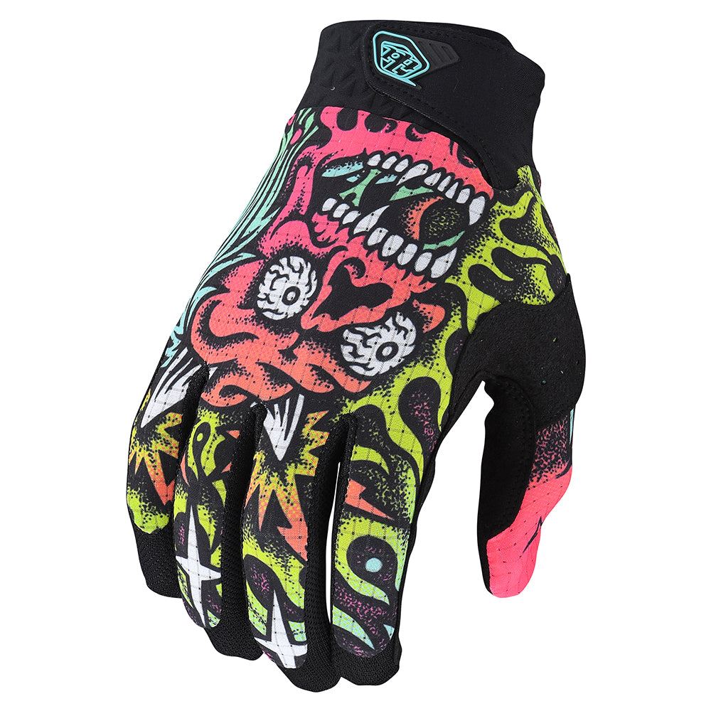 Troy Lee Designs Youth Air Gloves Skull Demon Orange Green