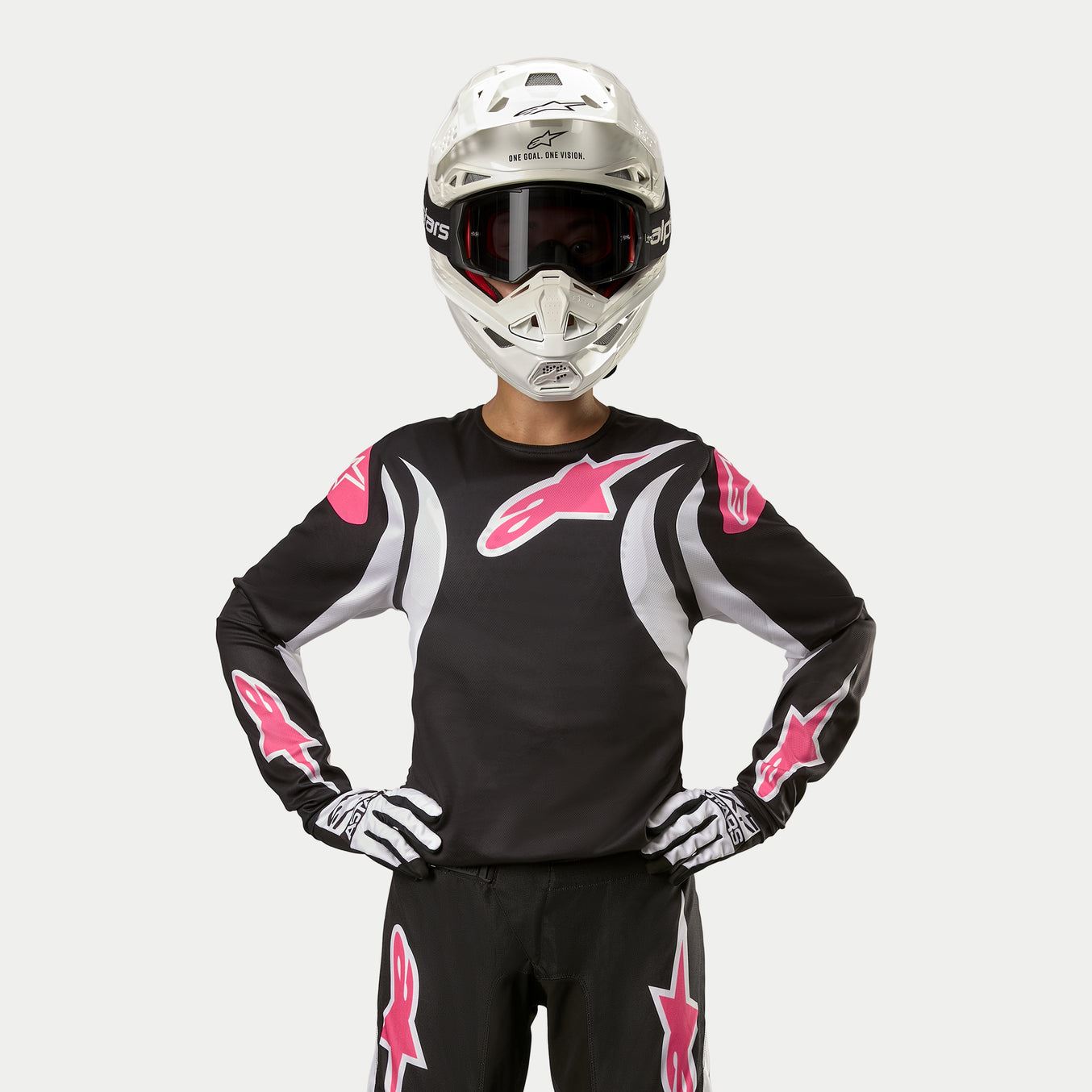 Alpinestars 2024 Stella Fluid Womens Motocross Combo Kit Pants & Jersey Black White Pink CLEARANCE