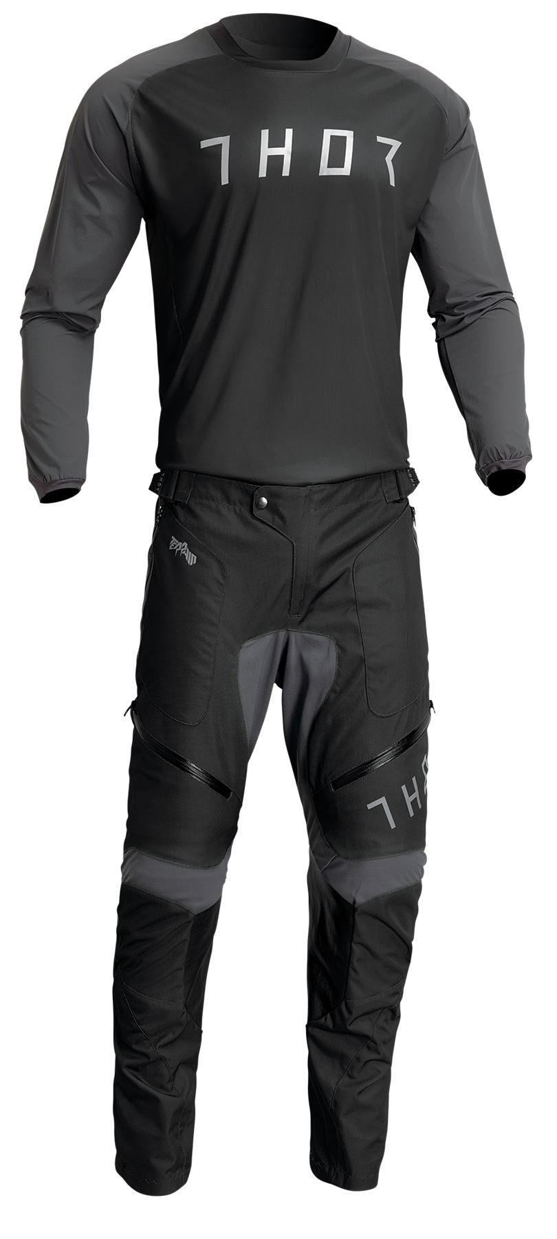 Thor 2024 Terrain Black Charcoal Enduro Jersey & In The Boot Pants Combo Kit