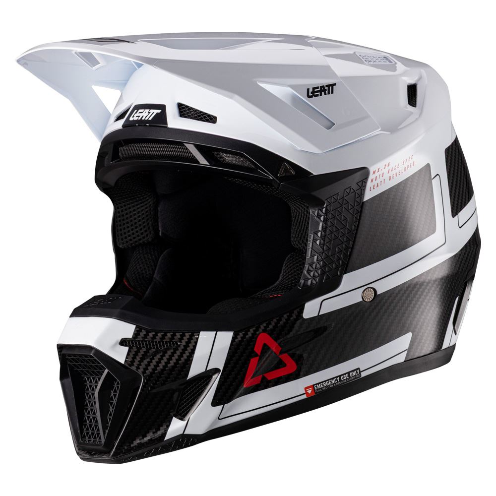 Leatt 2026 Motocross Helmet 9.5 Carbon White & 6.5 Iriz Goggles