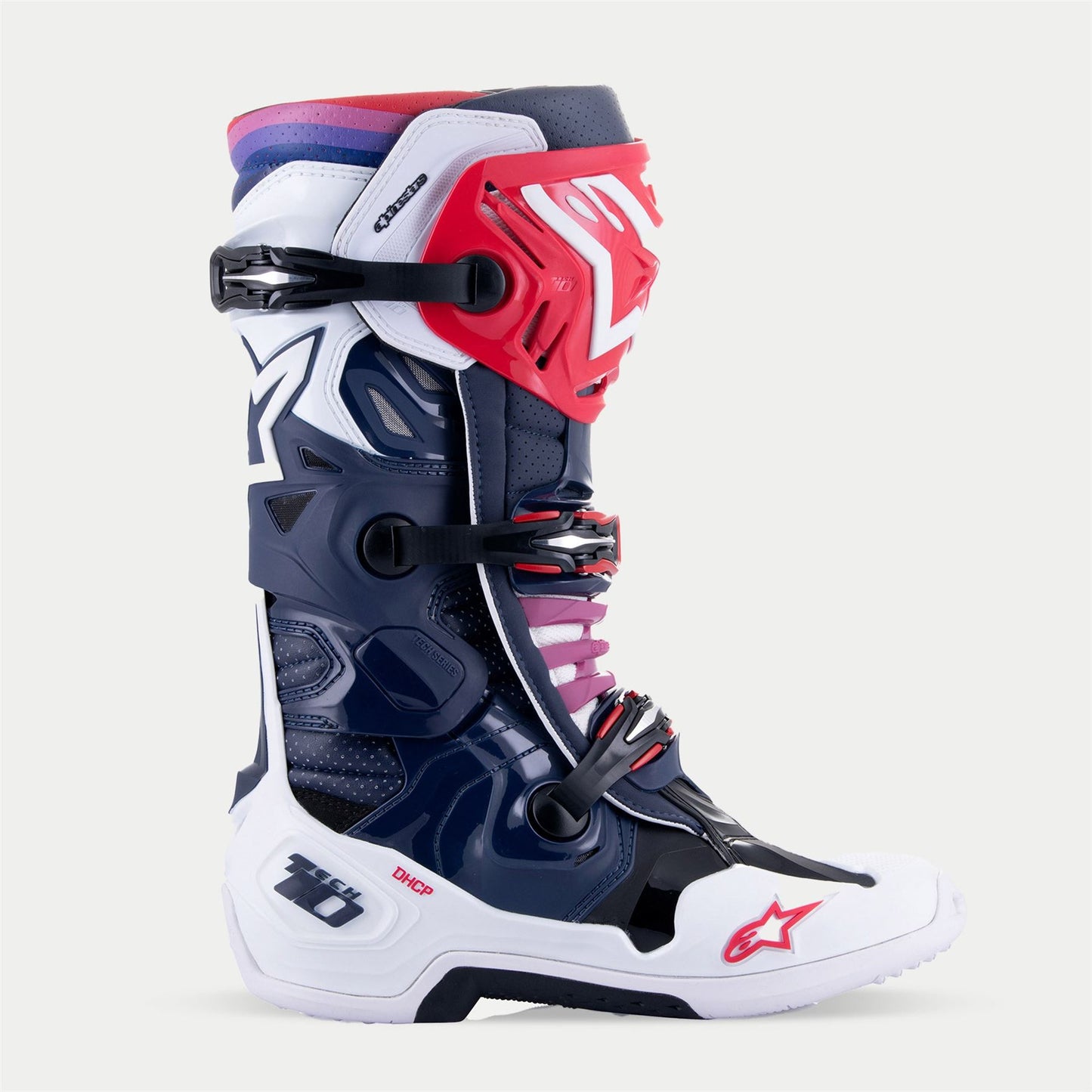 Alpinestars 2025 Tech 10 Supervented Motocross Boots Night Navy White Rainbow