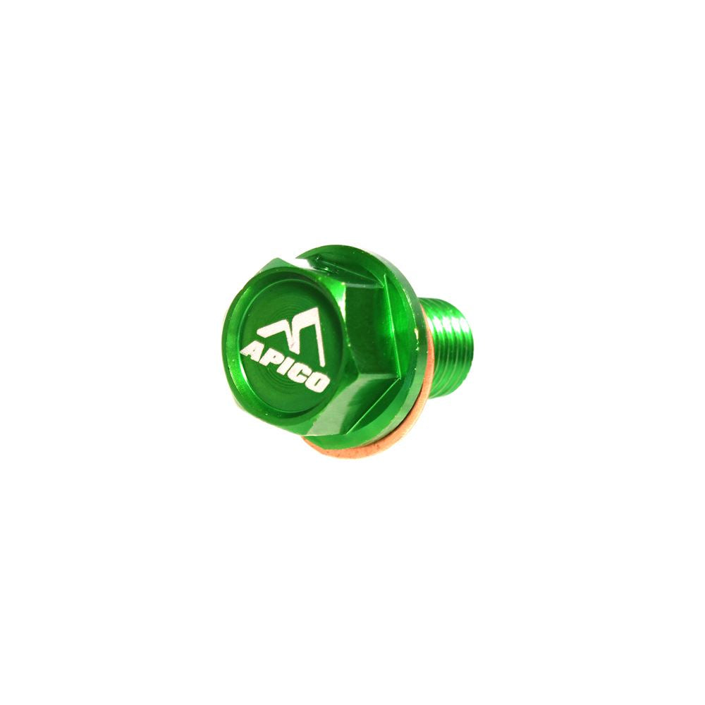 Apico Magnetic Sump Bolt Green For Kawasaki KX 450F 2019 - 2023