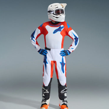 Alpinestars 2026 Youth Fluid Grid Motocross Combo Kit Orange Ucla Blue