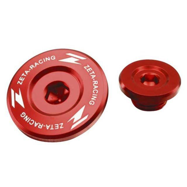 Zeta Racing Engine Plug Oil Timing Cap Red For Suzuki RMZ250 RMZ 250 2004 04
